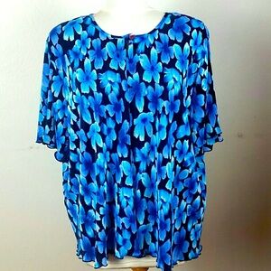 Blue Floral blouse by LA Woman